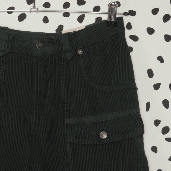 Free People Green London Calling Slouchy Cord Pants - Picture 4 of 14